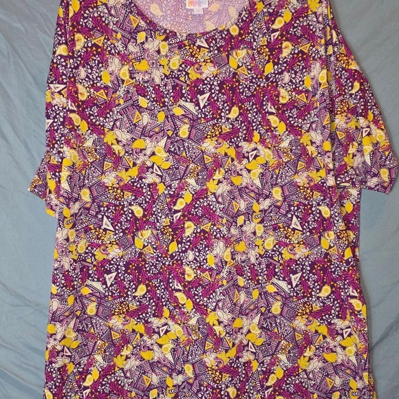 Tops - Lularoe multicoloured purple and yellow top Size XL